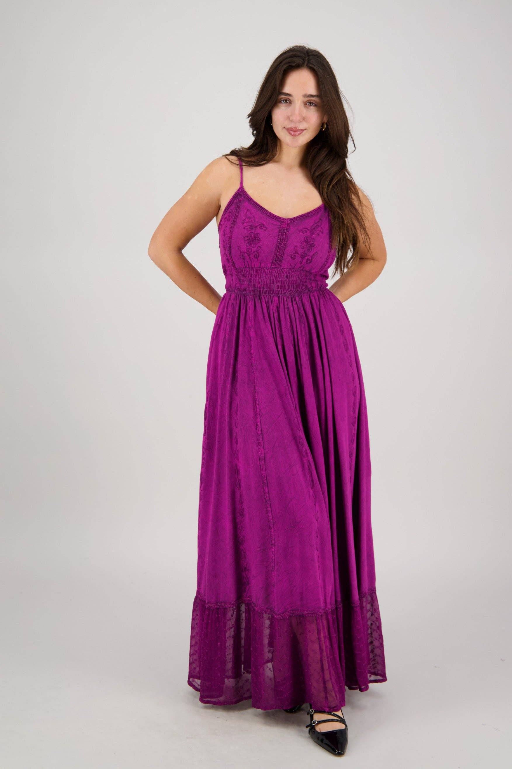 Advance Apparels - Wholesale Dress - Women's - Sheer Hem Smocked Maxi Dress ADL-2532429