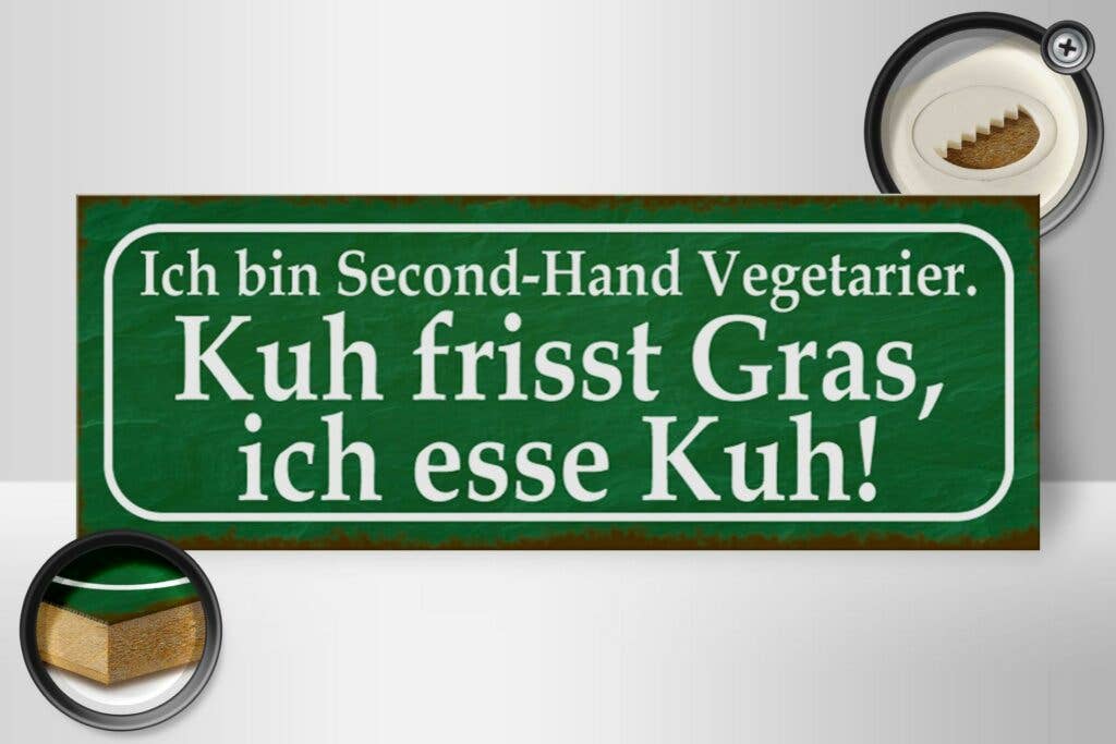 Femer - Wholesale Sign - Wooden sign saying 27x10cm I am second-hand vegetarian decorative sign wooden sign1