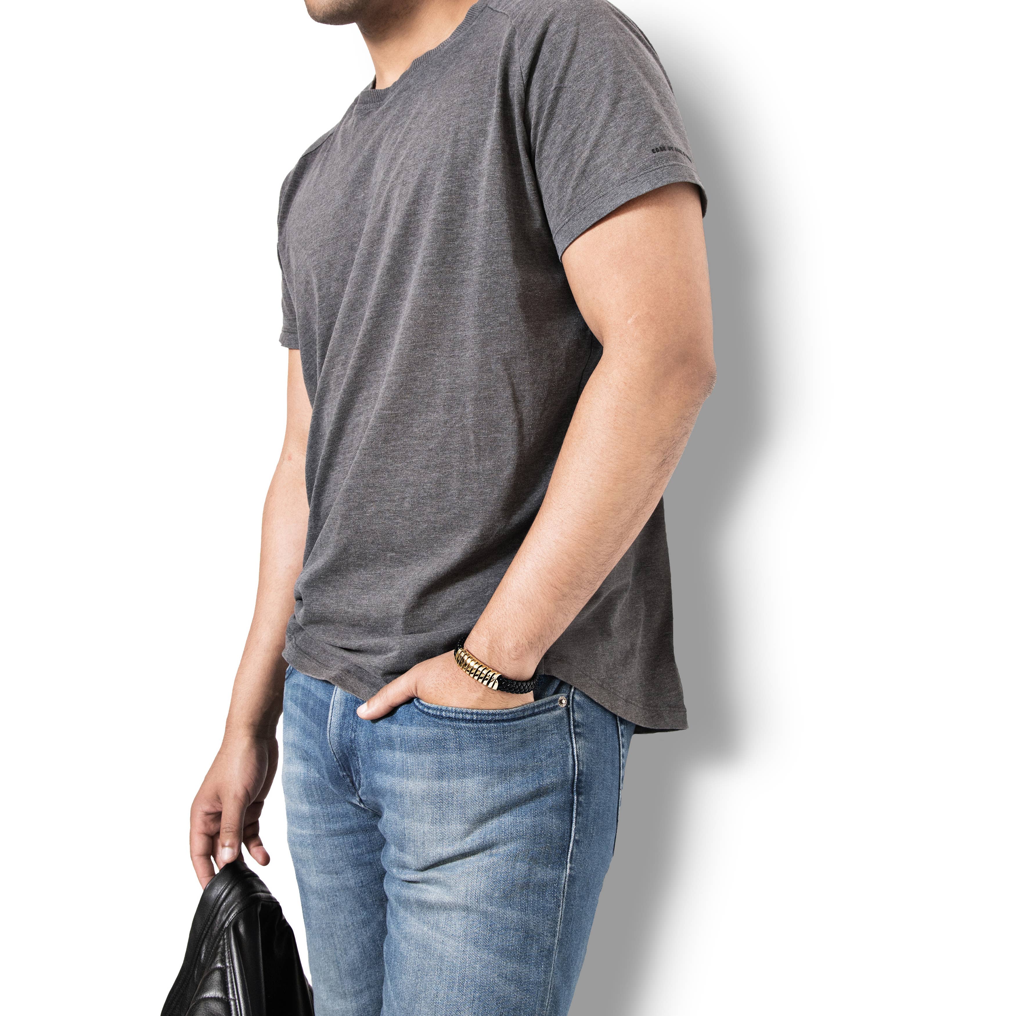 SERASAR – wholesale Vävt/flätat armband – Läderarmband ”Helix” - guld - B0355