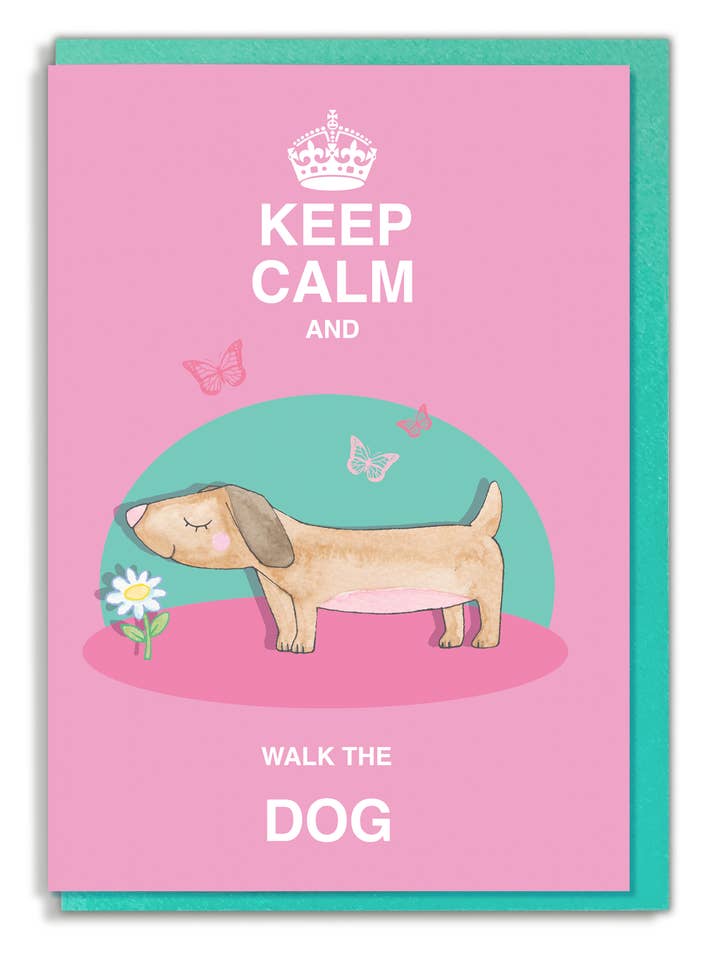 Mantenha a calma e caminhe o Cartão de Saudação do Cão por atacado de HOOLI MOOLI