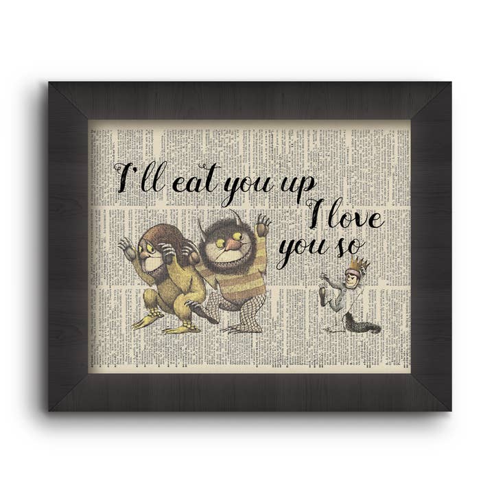 I'll Eat You Up I Love You So - Where The Wild Things Are for wholesale by Cecelia Rose Book Page Art