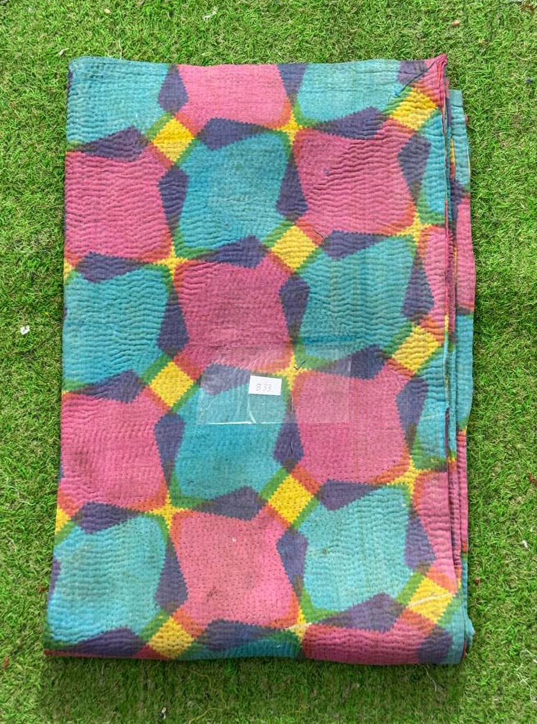 bhavnas boutique - Wholesale Quilt - Woven Whimsy Cotton Fabric kantha Stitch Quilt, Blanket, 8