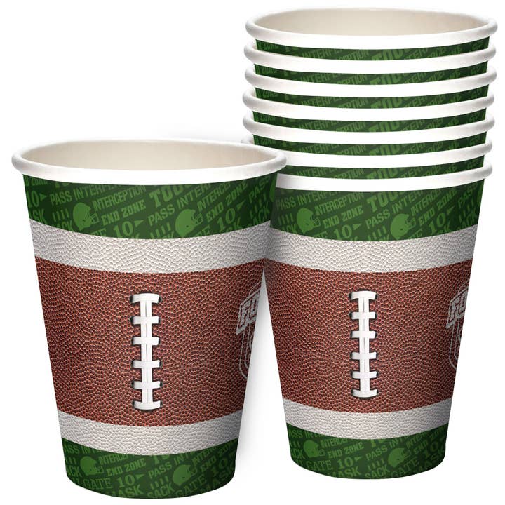 Football Cups - 8pk - Football Birthday Party Supplies for wholesale by Treasures Gifted