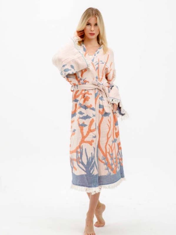 Accappatoio Barriera Corallina per la vendita all'ingrosso da parte di Nida Lu Handmade