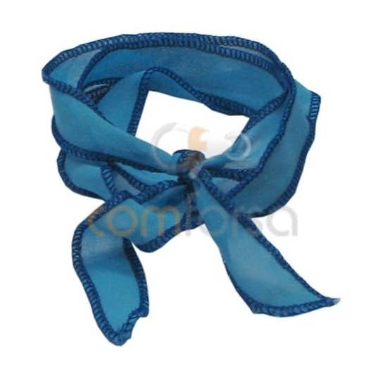 Natural edged silk ribbon Sky Blue & Blue 95cm for wholesale by COM FORSA SL
