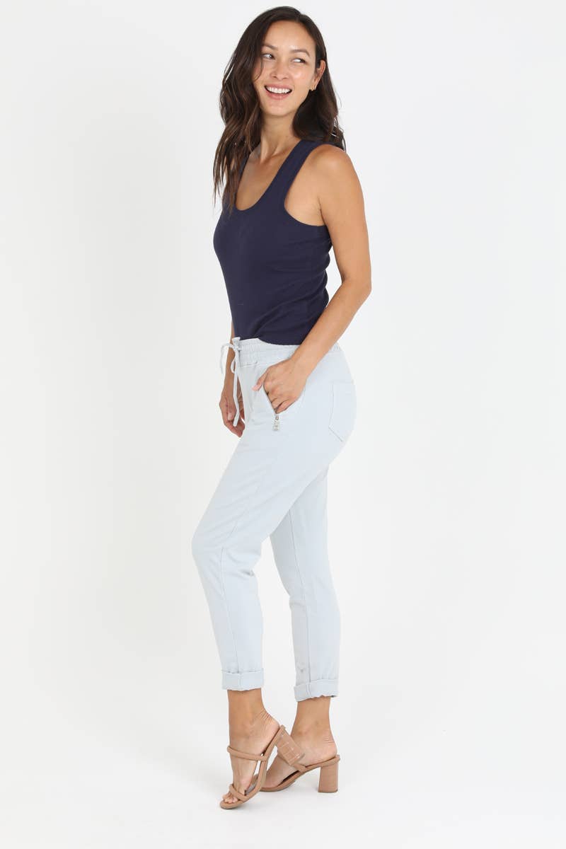 Nostalgia - Wholesale Lounge Sweatpants/Joggers - Women's - NP746-ASIS PULL ON TIE FRONT ZIPPER POCKET FRENCH TERRY JOGG34