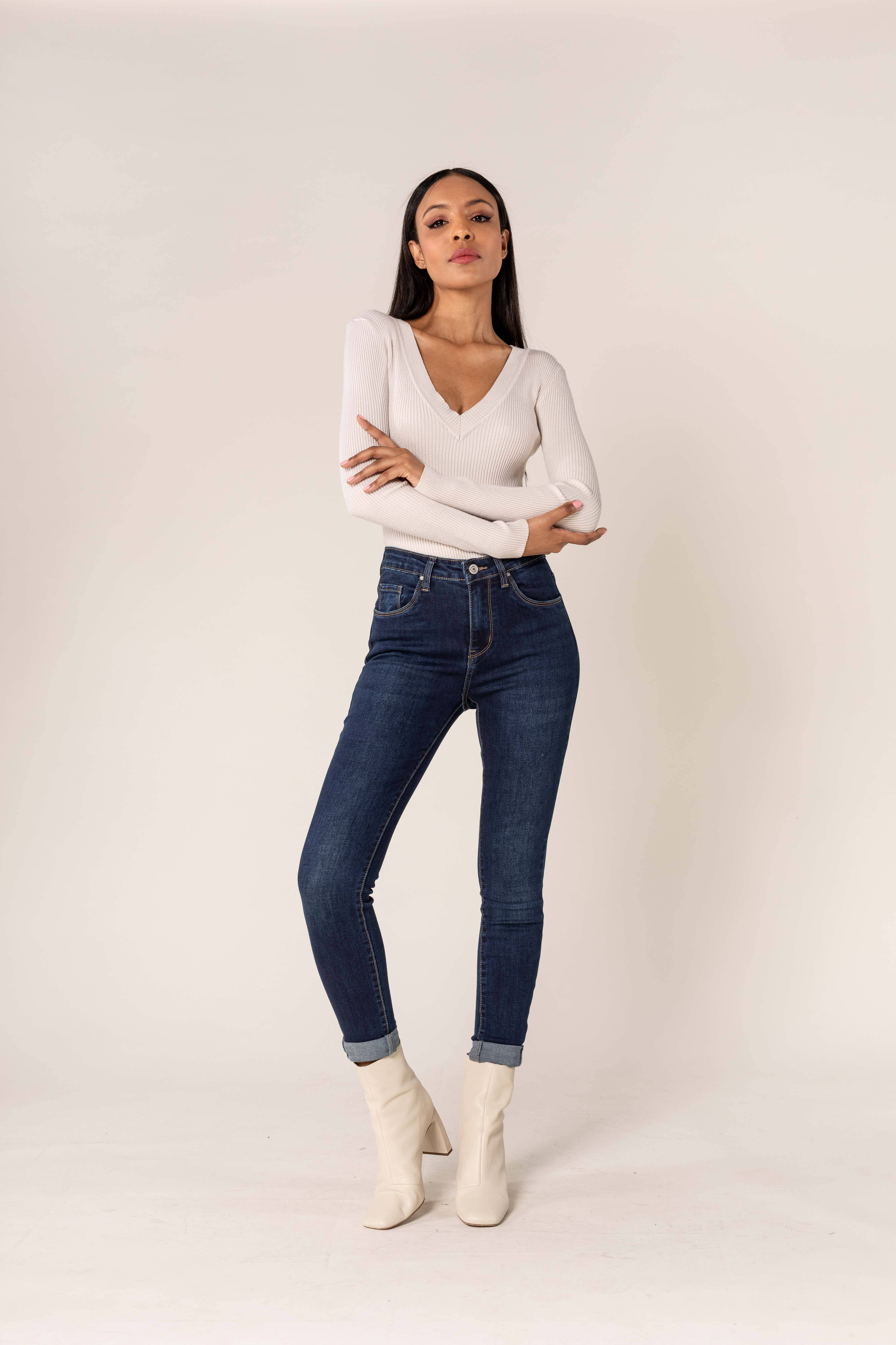 Nina Carter – Engroshandel Jeans - Dame – P078 stretch skinny bukser med høj talje36