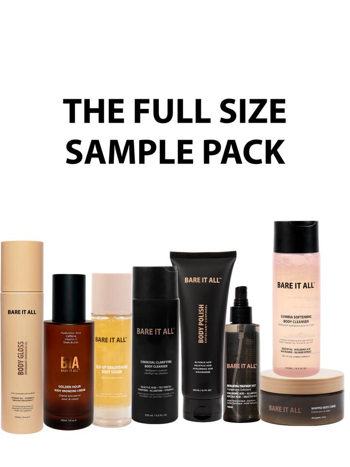 Full Size Sample Pack for wholesale by BARE IT ALL