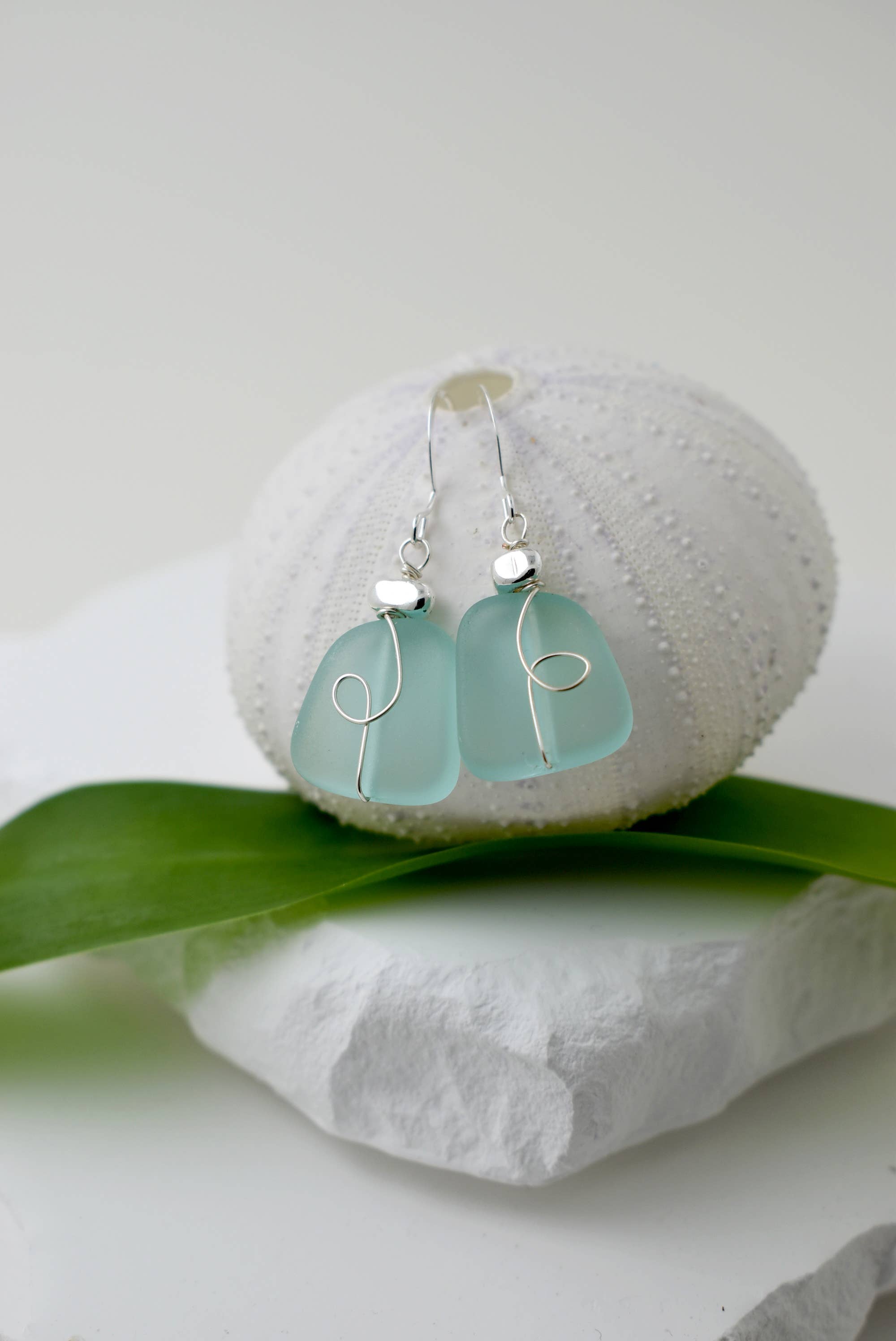 Whitelotus Design - Wholesale Dangle Earrings - Organic wired glass earrings