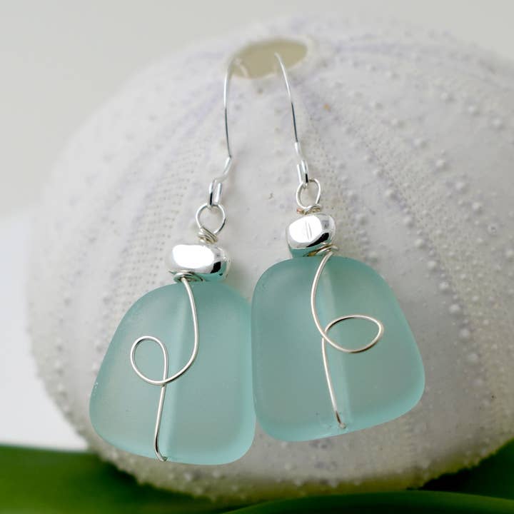 Whitelotus Design - Wholesale Dangle Earrings - Organic wired glass earrings0
