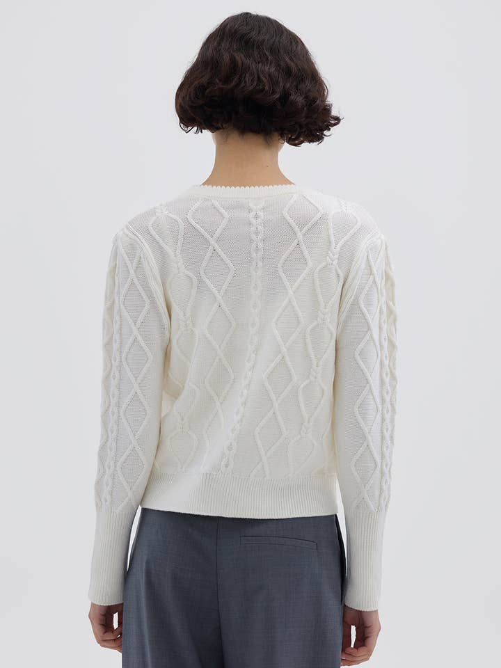 Cream HEART CABLE CARDI for wholesale on Faire2