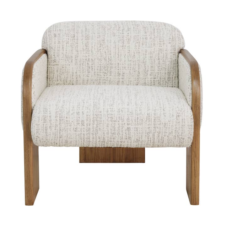 Fauteuil d'appoint : Clovely tapissé à trois pieds en bois - Crème pour la vente par Acacia Home