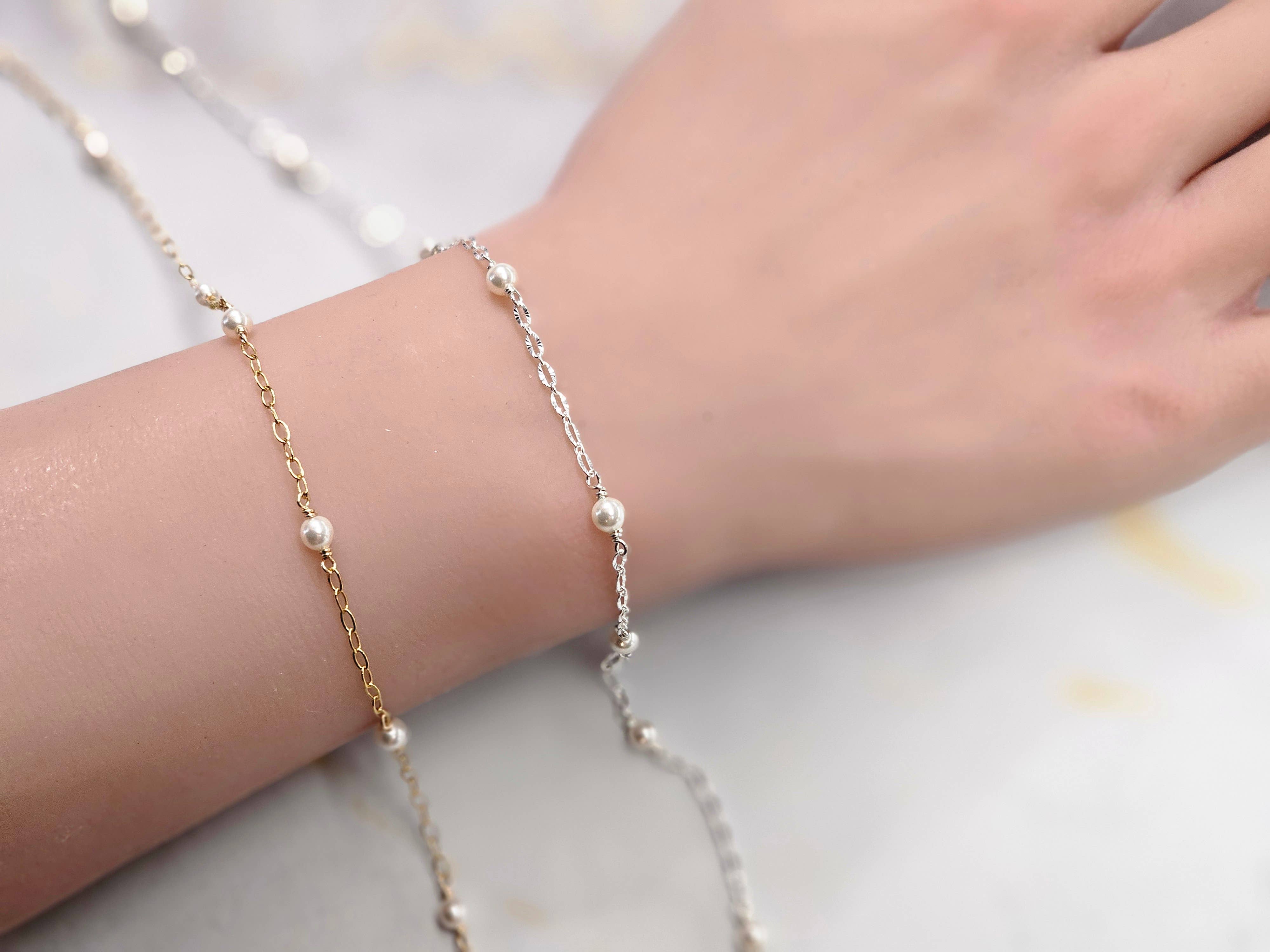 Half Moon Jewelry Designs - Wholesale Jewelry Set - Pearl Chain by the foot, 14k Gold filled or Sterling silver2