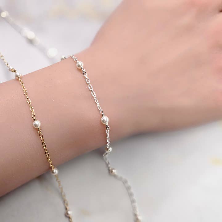 Half Moon Jewelry Designs - Wholesale Jewelry Set - Pearl Chain by the foot, 14k Gold filled or Sterling silver2