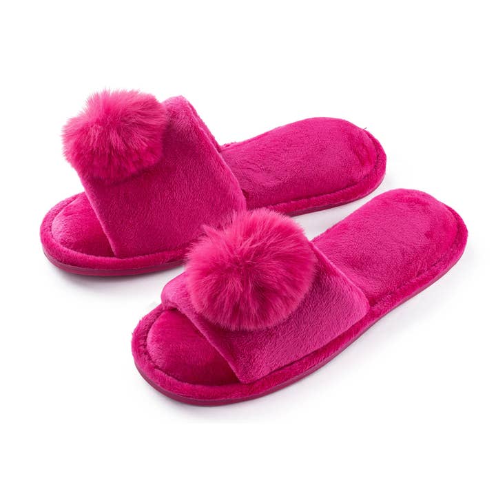 Roxoni - Wholesale Slippers - Kids - Girl's Slipper Lovely Velvet Pom-pom Open Toe