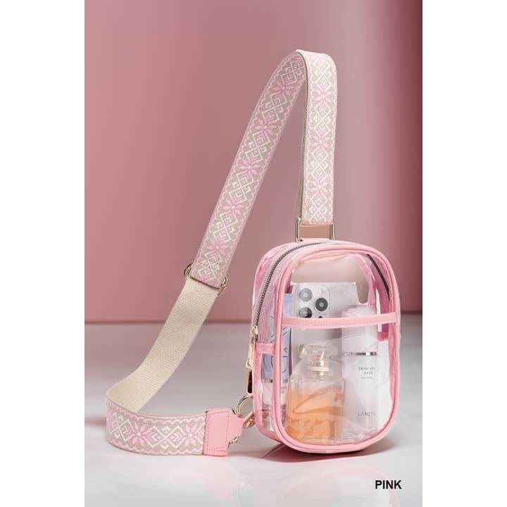 42POPS - Wholesale Crossbody Bag - Women's - `",.._ Clear Sling Bag With Guitar Strap