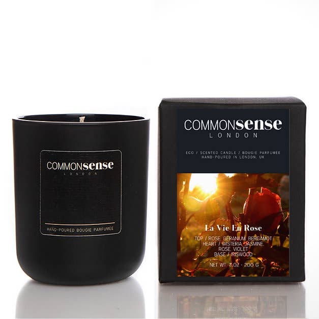 La Vie En Rose, Monochrome soy glass candle for wholesale by Common Sense London