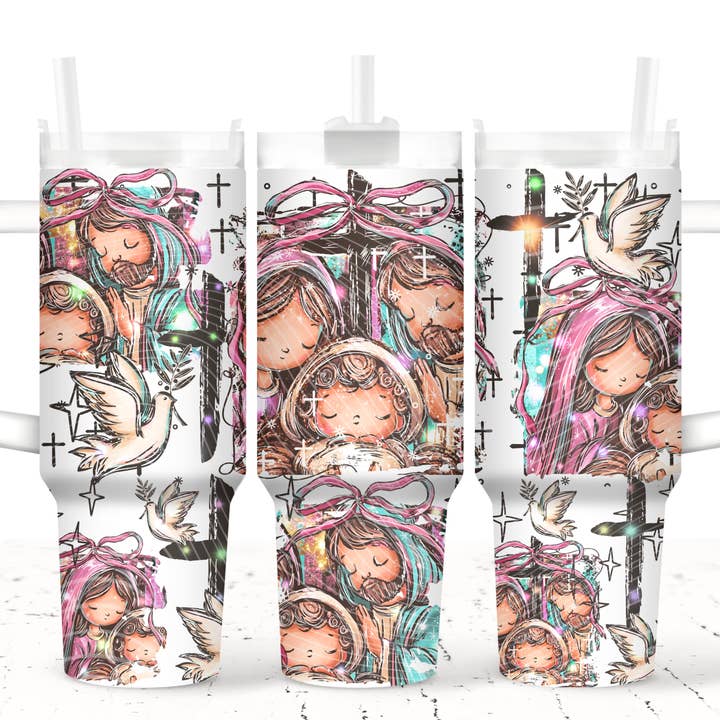 Red Dirt Transfers - Wholesale Sublimation Transfer - Baby Jesus UV DTF 40oz Tumbler Transfer | Trendy Christmas Tumbler Wrap | Ready to Transfer | High Quality | Waterproof UV Transfer