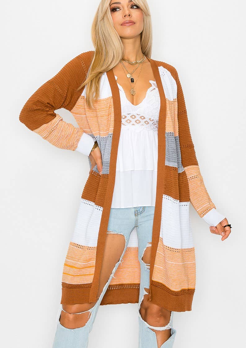 Cezele – wholesale Cardigan – Women’s – Color block Long Sleeve Cardigan9
