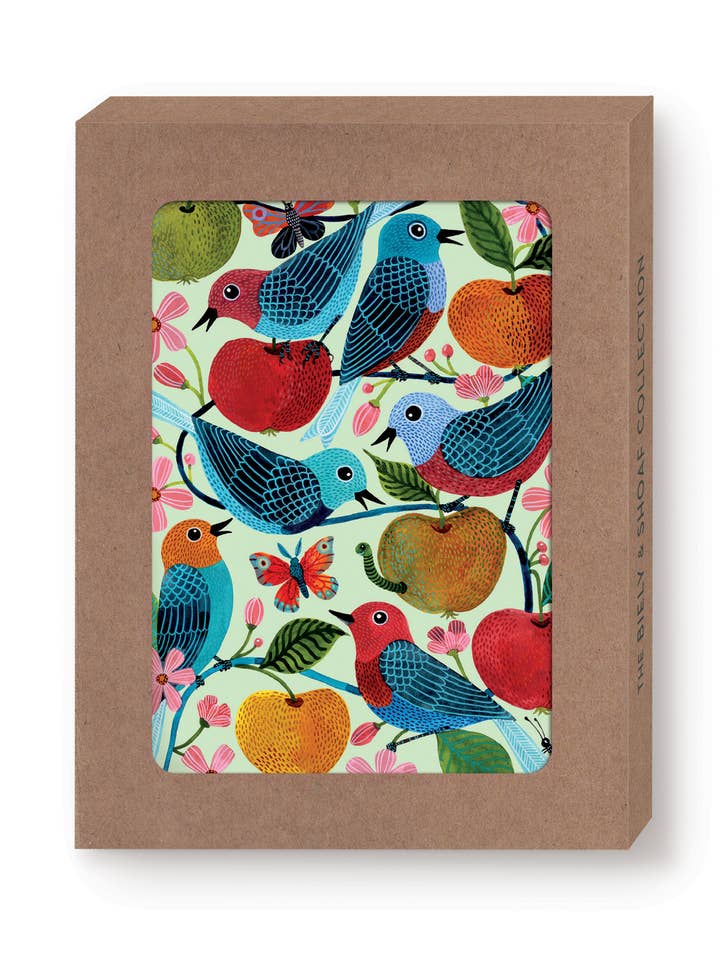 Birds & Apples Boxed Notecard - Set of 10 for wholesale by Biely & Shoaf