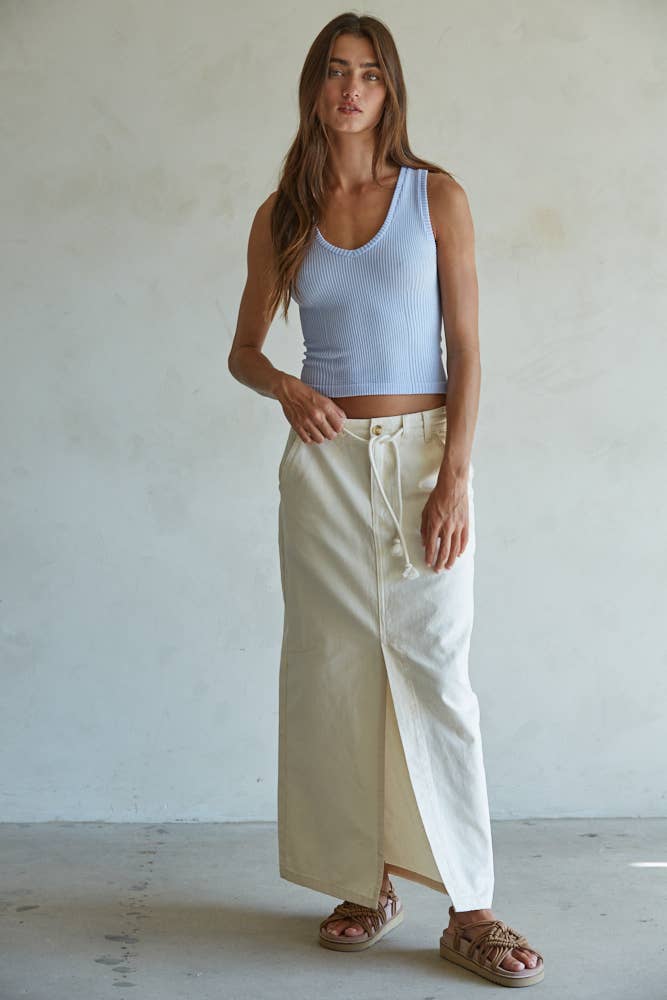 By Together - Vendita all'ingrosso Canotta - Donna - S1233N | Canotta a Coste in Nylon e Spandex Senza Cuciture con Scollo a V4