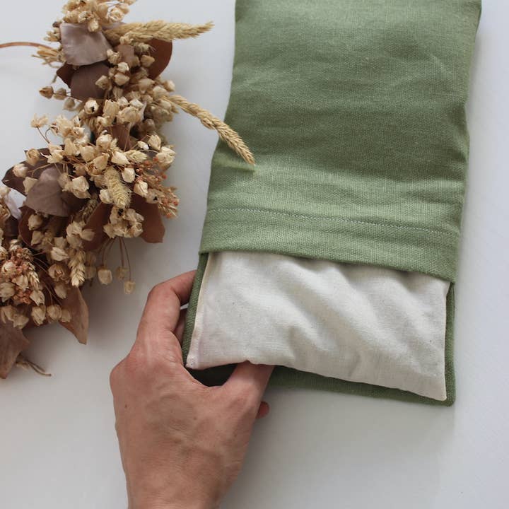 Le Gang des Fougères – wholesale Varm/kall kompress – Liten torr värmedyna med linfrön - Olivgrön linne