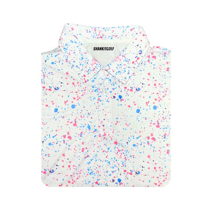 Shank It Golf - Wholesale Polo - Men's - Paint Splatter Polo White