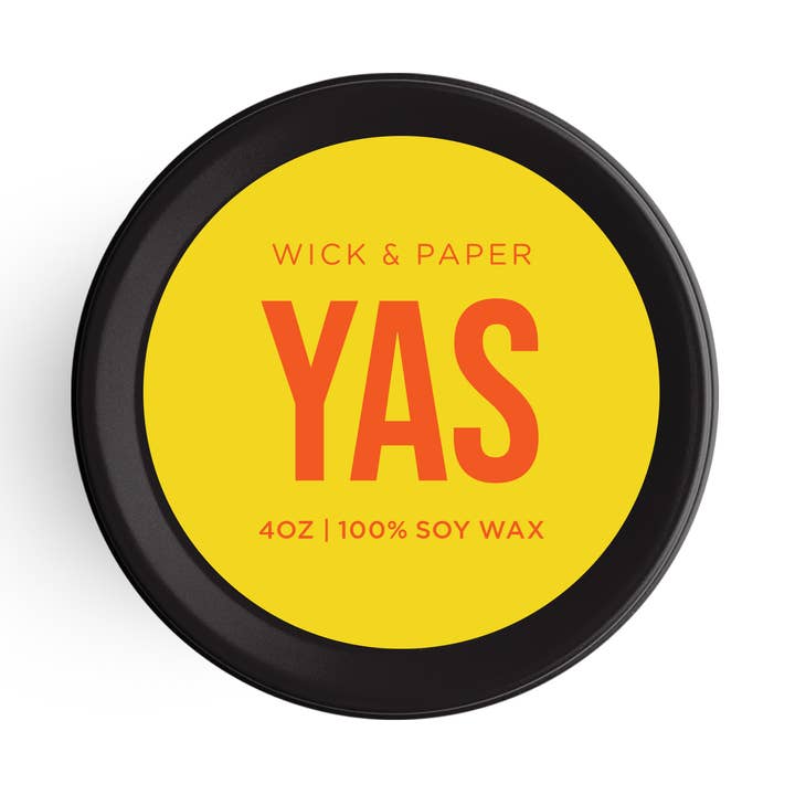 YAS Soy Candle – Hand-Poured, Clean-Burning, Fun Gift for wholesale by WICK AND PAPER LLC