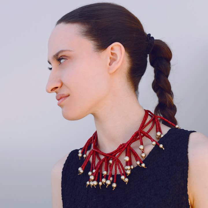 Sonata - Wholesale Snap Jewelry - Choker Resin Tubes Beads Metal Finish2