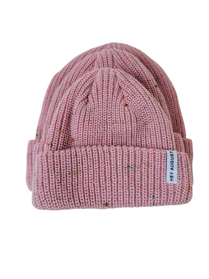 Thick Knit beanie in Pink Speck for wholesale by HEY AUGUST CO