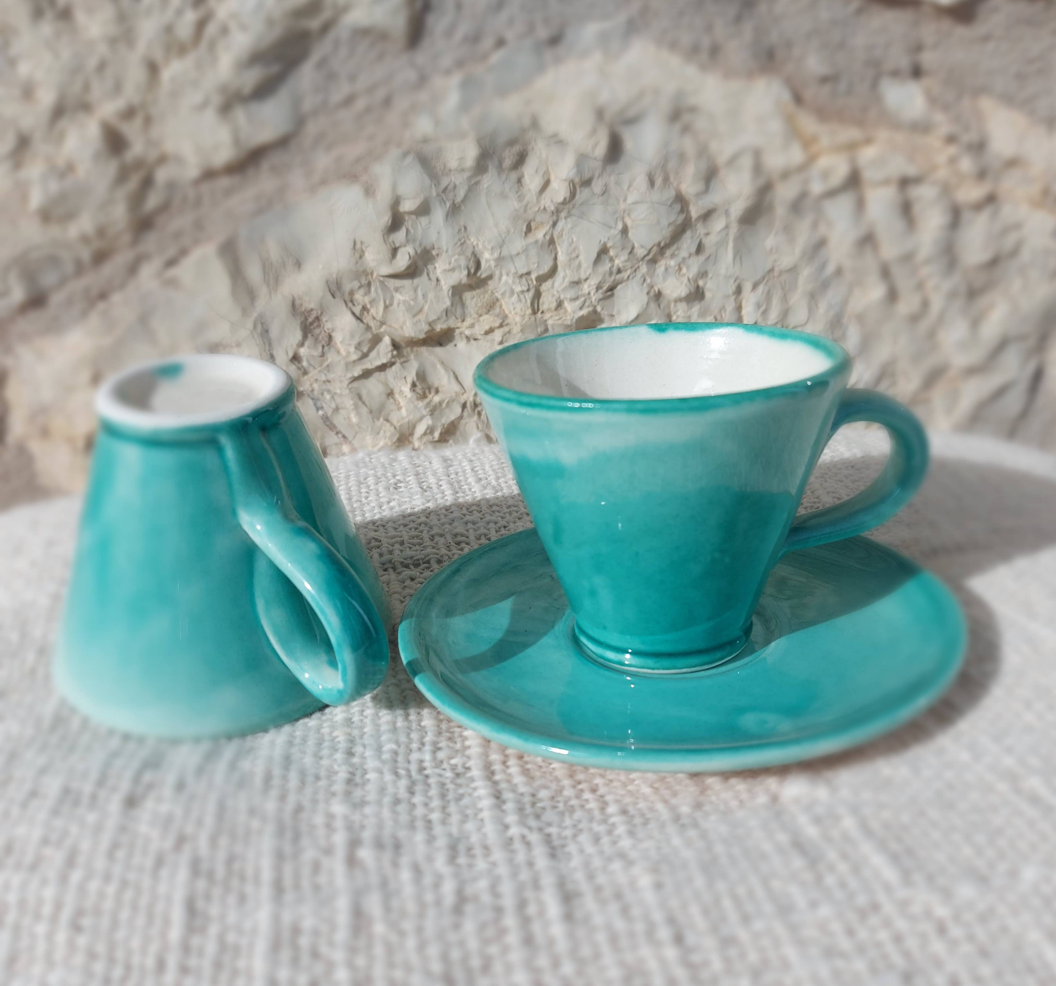 Maya Mallorca - Vente Tasse à café/thé - ENSEMBLE EN CÉRAMIQUE FAIT MAIN : TASSE À CAFÉ ET ASSIETTE1