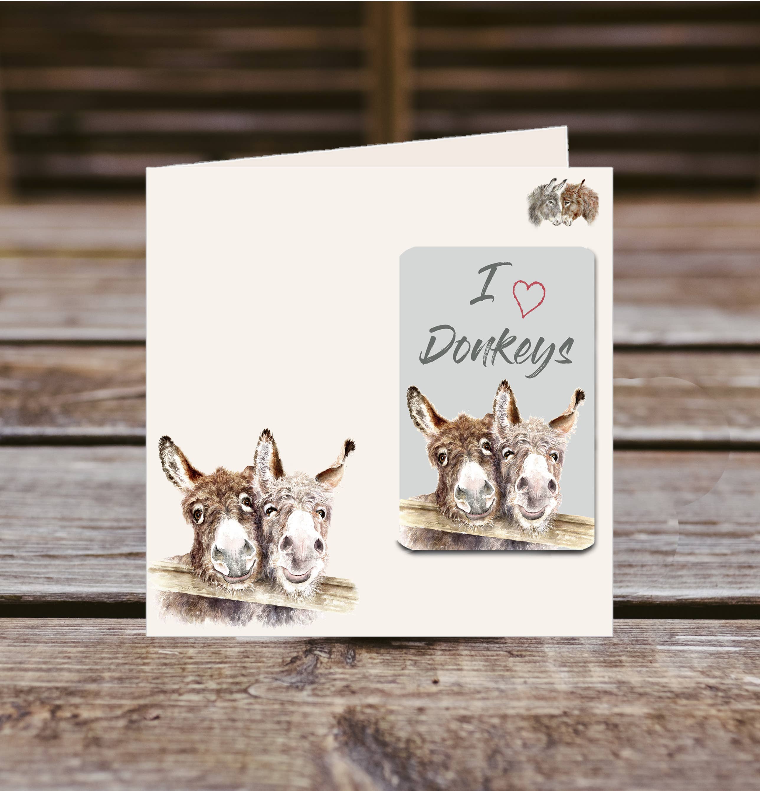 Field and Fur Gifts - Vendita all'ingrosso Biglietti d'amore - Biglietto di auguri Donkey, Fridge Magnet
