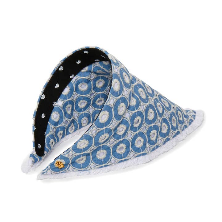 DENIM EYELET JACKIE HANKERCHIEF HEADBAND for wholesale by Lele Sadoughi