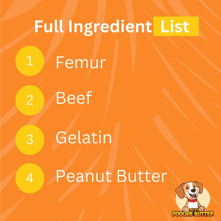 Poochie Butter - Wholesale Pet Treats - Dog - Beef Femur Bone with Real Peanut Butter