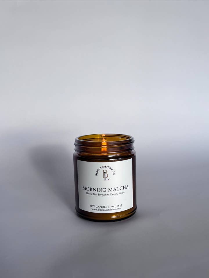 Morning Matcha Candle - 7 oz. Amber Glass voor wholesale door Black Lavender Co.