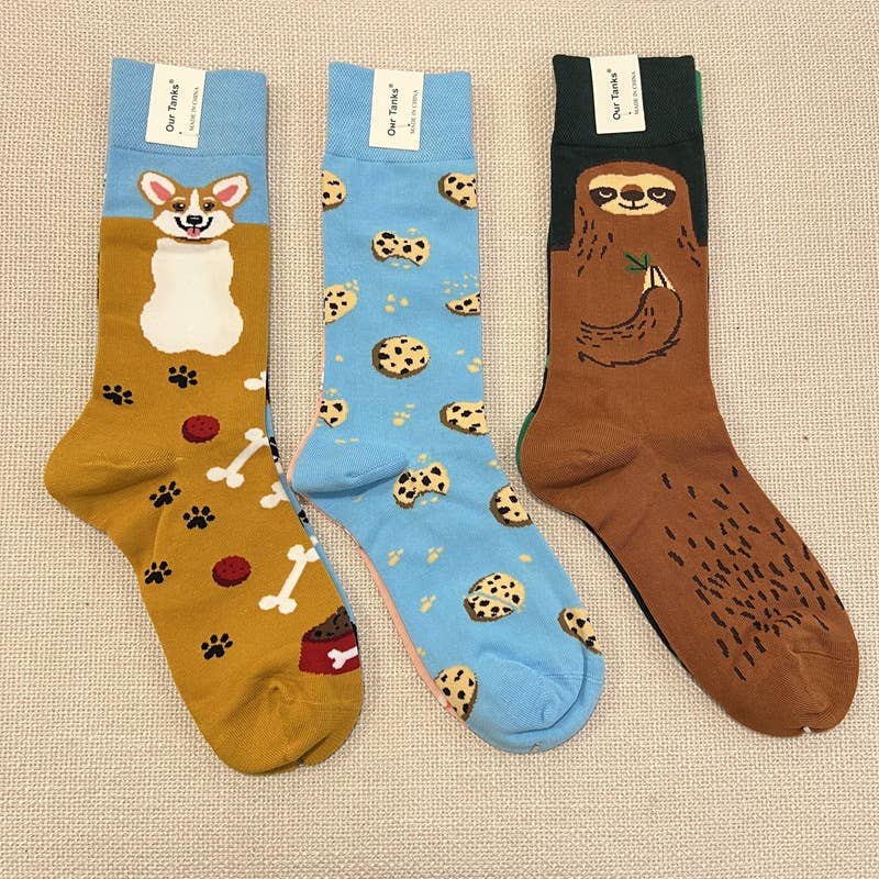Tourtiwi - Wholesale Socks - Women's - AB Version Cartoon Animal & Fruit Pattern Crew Socks10