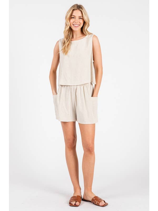 Final Touch - Wholesale Tank Top - Women's - Linen Round Neck Sleeveless Top - NT31457A