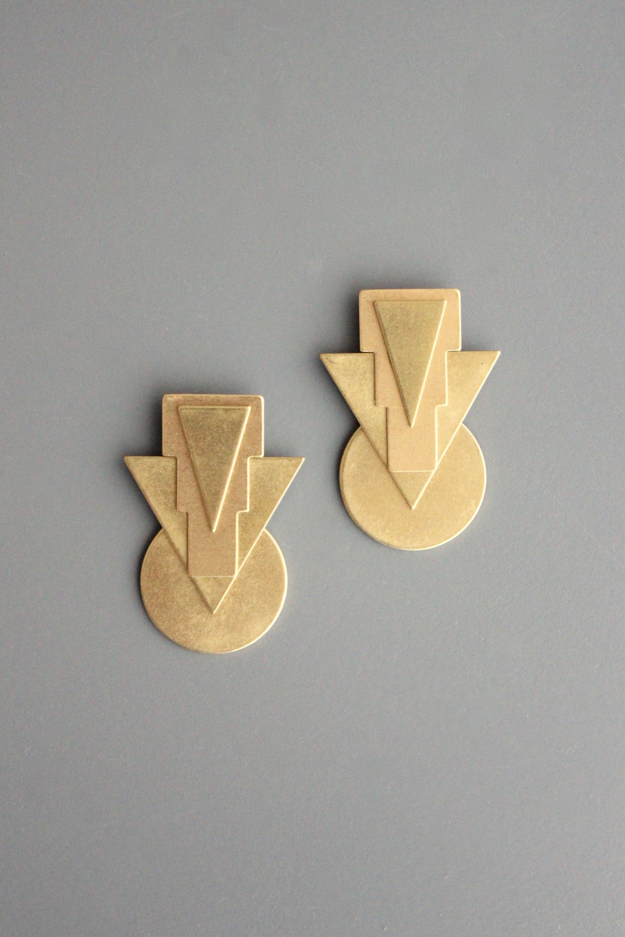 David Aubrey Jewelry - Wholesale Stud/Post Earrings - BRSE124 Geometric brass post earrings