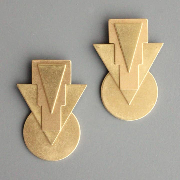 David Aubrey Jewelry - Wholesale Stud/Post Earrings - BRSE124 Geometric brass post earrings0