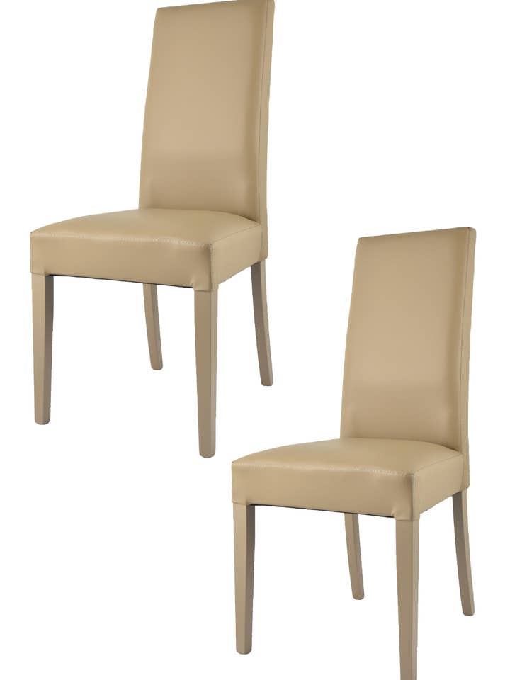 Cadeiras Glory em madeira com assento e encosto em couro sintético cappuccino por atacado de Tommychairs