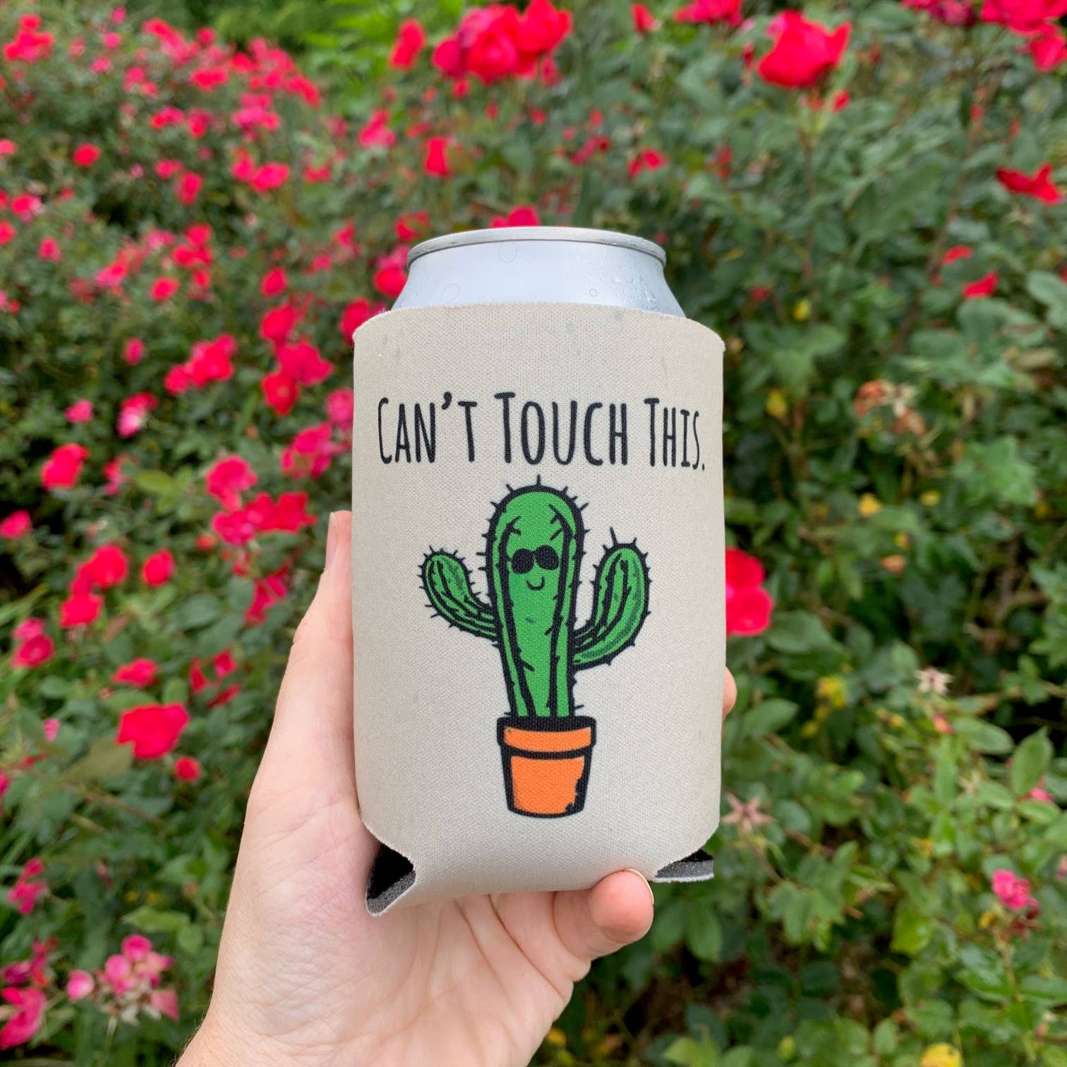 Moonlight Makers – Großhandel Getränkemanschetten & -Koozies – Kannst das nicht anfassen - Lustige Koozies - Kaktus, Wortspiel, Pflanzenliebhaber