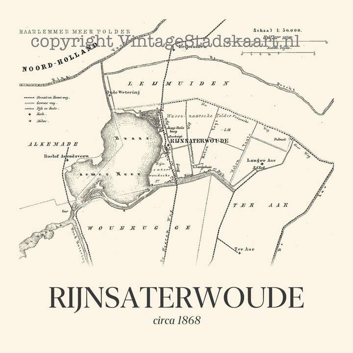Rijnsaterwoude dans un style vintage pour la vente par Vintage Stadskaart