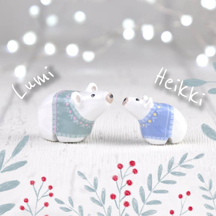 Heikki le petit ours polaire - miniature céramique signée pour la vente par Gwenngwenn