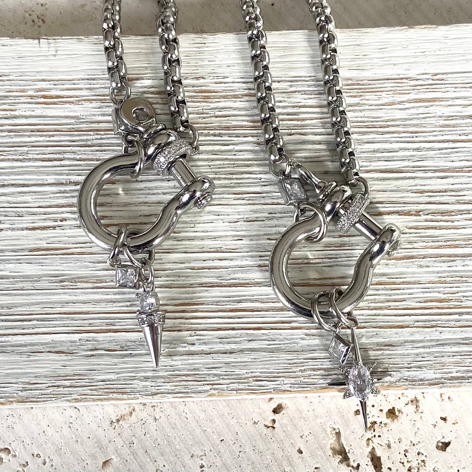 VB&CO Designs Handmade Jewelry - Wholesale Pendant/Charm Necklace - Carabiner shackle necklace charm holder mixed metal 9