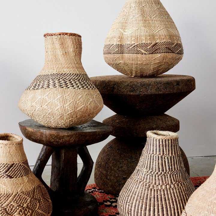 kanju Interiors - Vente Paniers - Panier Binga Nongo tissé, motifs variés11