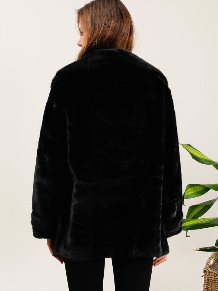 MOOYA - Vente Manteau en fourrure/fausse fourrure – femme - Manteau fausse fourrure double boutonnage - DD0023