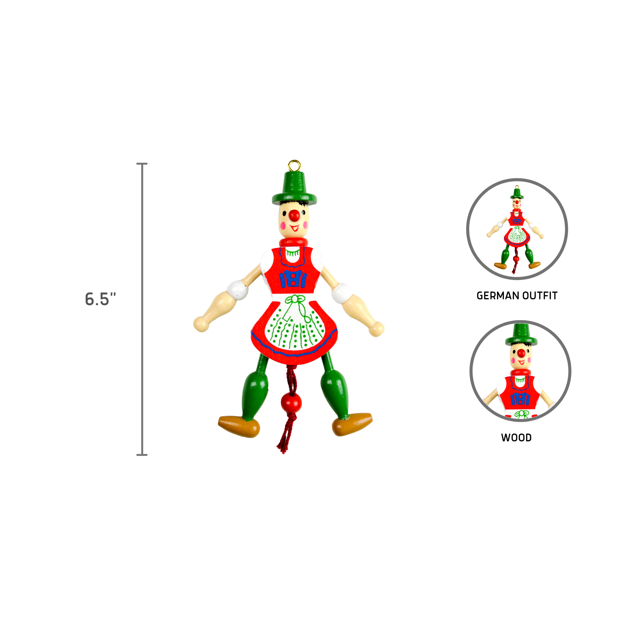 European Heritage Gifts - Wholesale Wood Toy - Kids - German Girl Jumping Jack Toy2