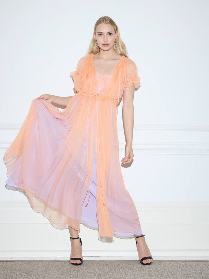 Julie Dressing Gown Long | Orange for wholesale by La Nuit Edun