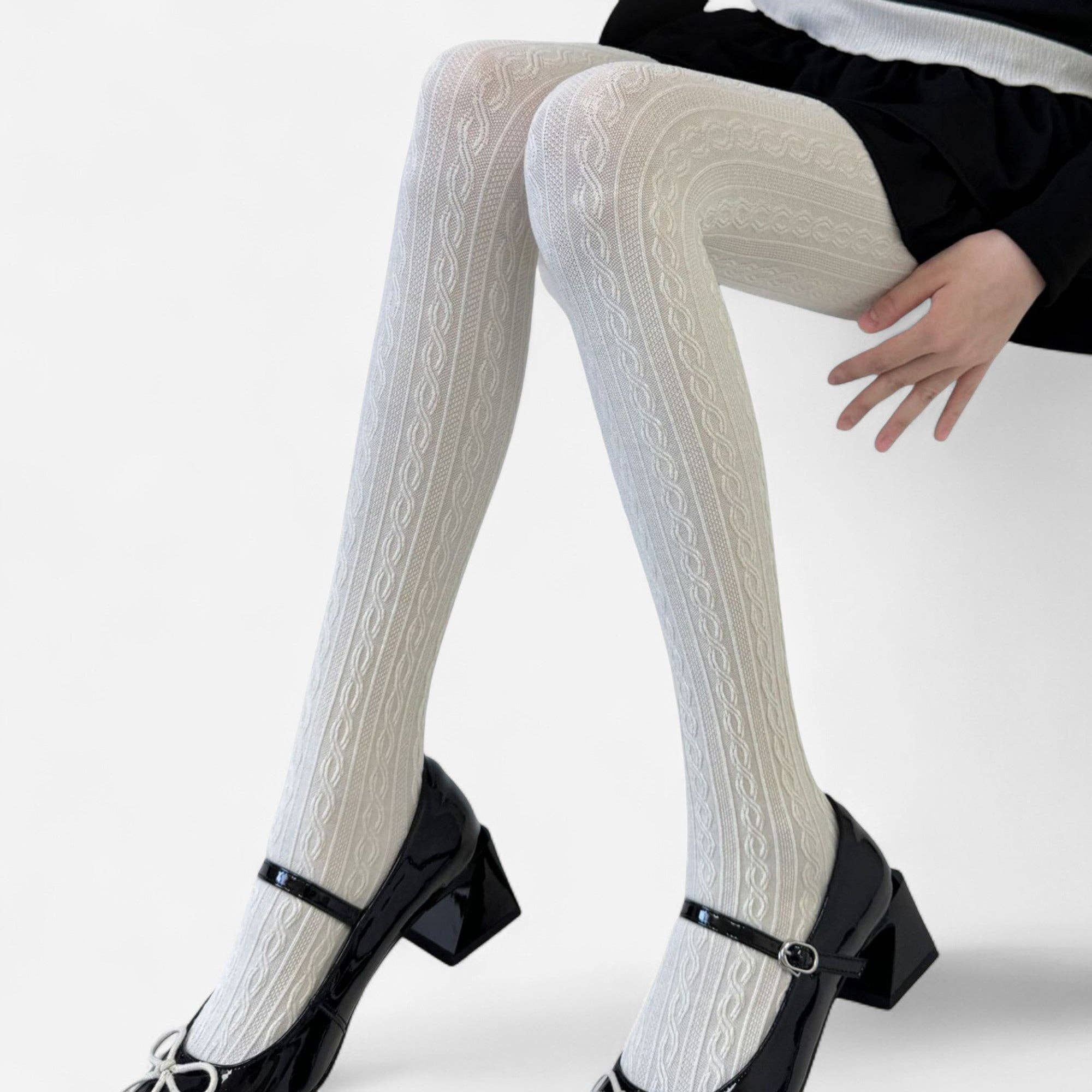 AK Brand - Wholesale Tights - Women's - Cable Knit Patterned Opaque Tights with Soft Stretch Fabric6