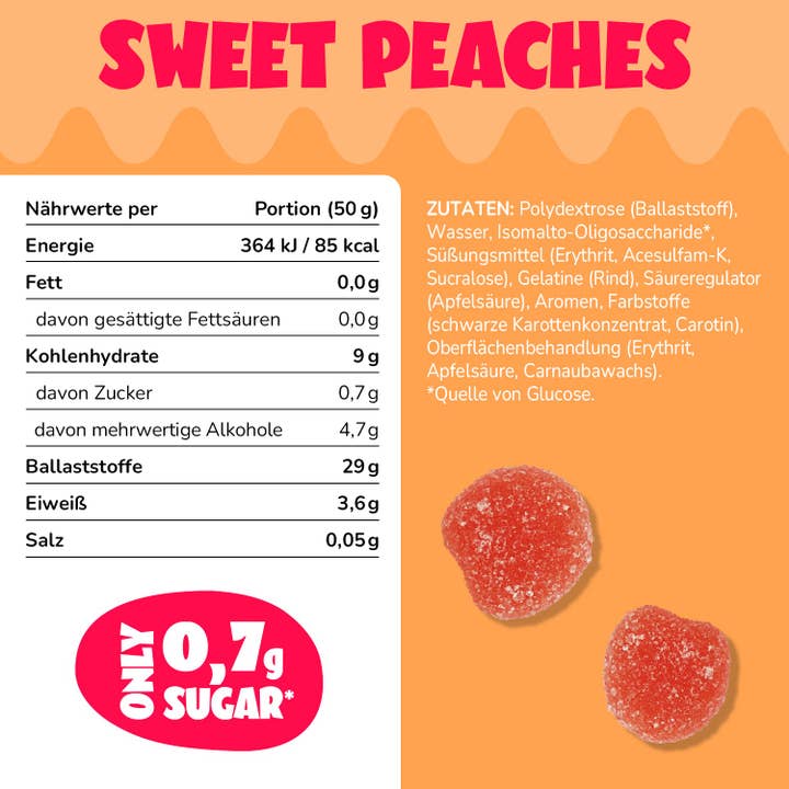 ahead - Wholesale Gummy - Juicy Peaches Gummies - Low Sugar (Tray 18x50g)4